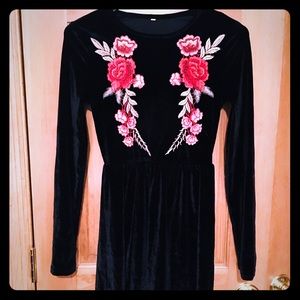 Appliqué Velvet Dress